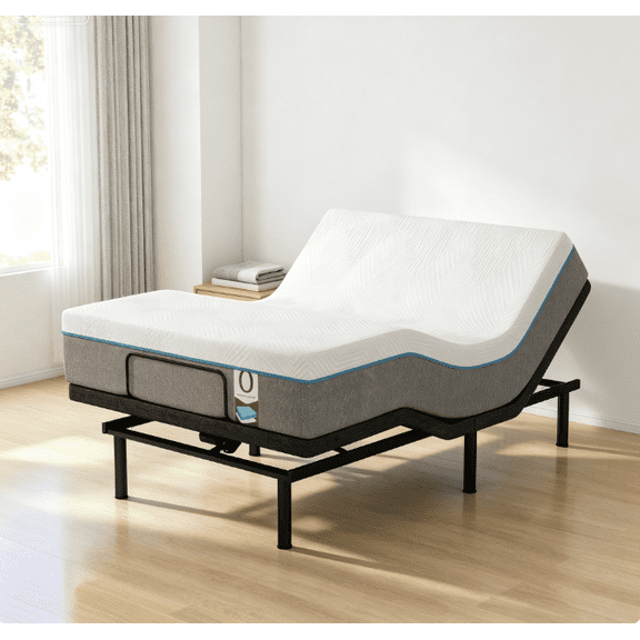 Full‑Size Adjustable Bed Base with Massage, 12‑Inch Medium‑Firm Memory Foam Mattress, Wireless Remote, Zero‑Gravity & Anti‑Snore Mode