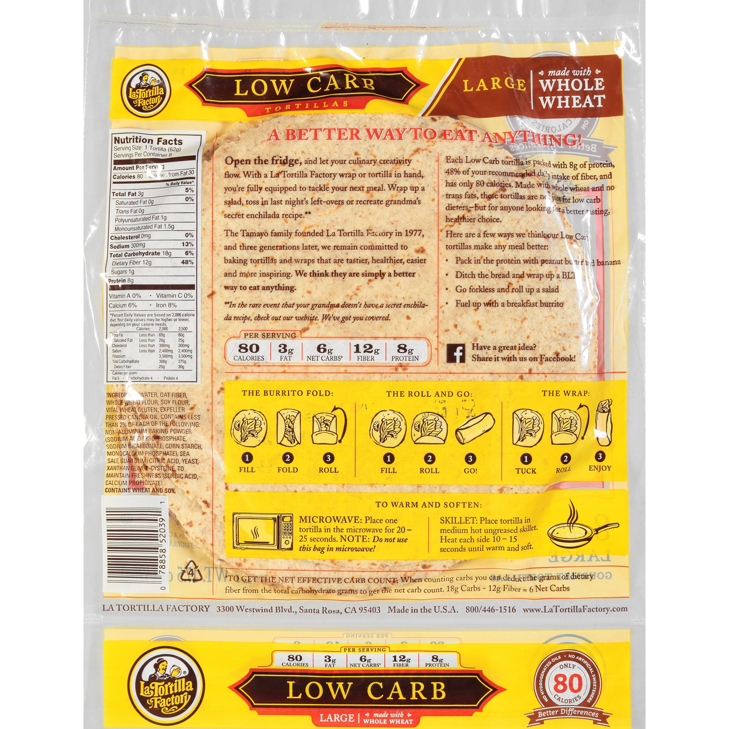 carbs in a wheat tortilla