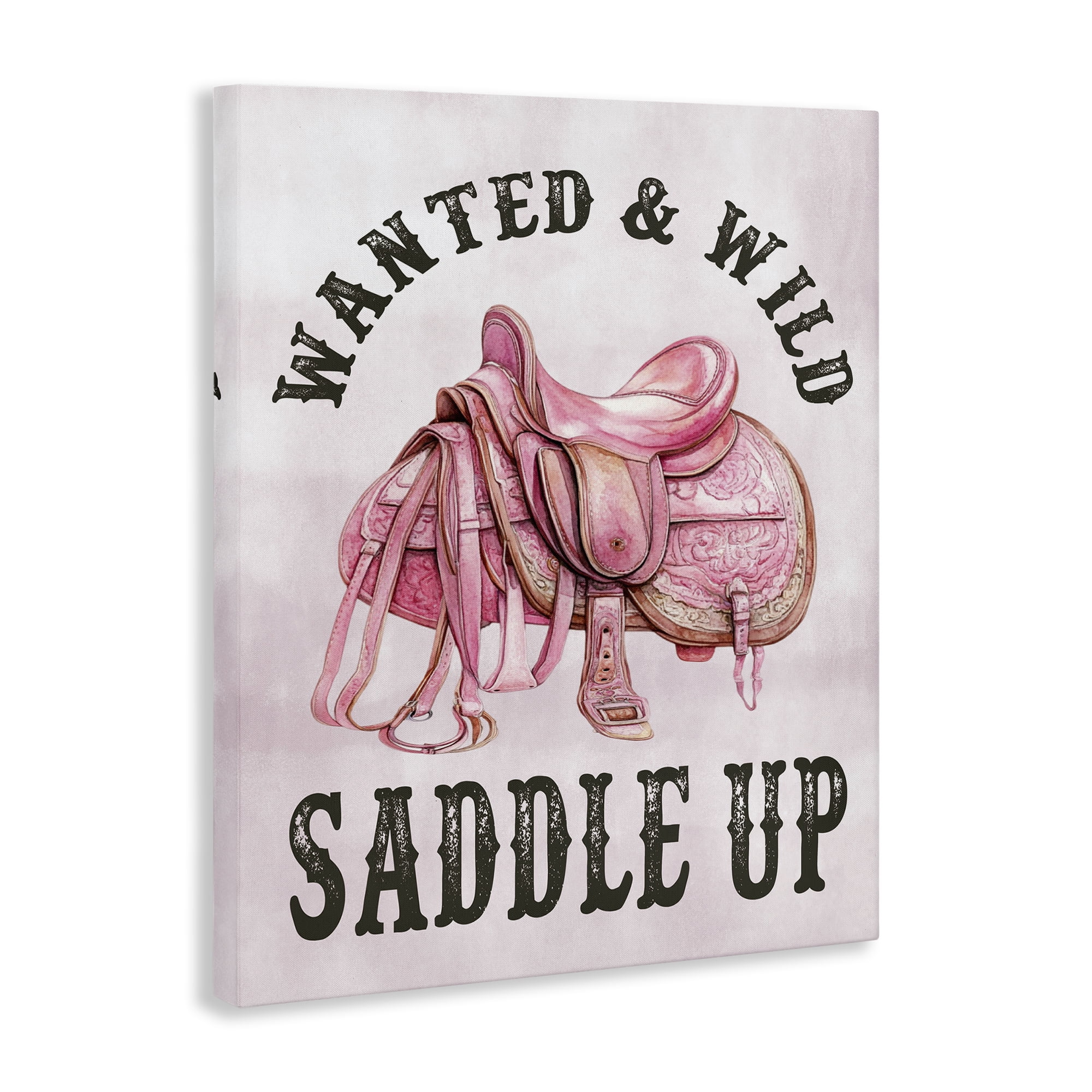 Stupell Industries Pink Saddle Up Cowgirl Text & Numbers Painting Wrapped Canvas Art Print Wall Art, 16 x 20