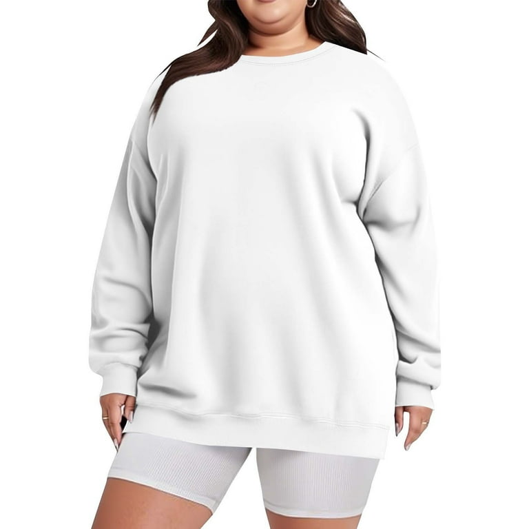 qolati Plus Size Sweatshirts for Women Y2k Trendy Long Sleeve