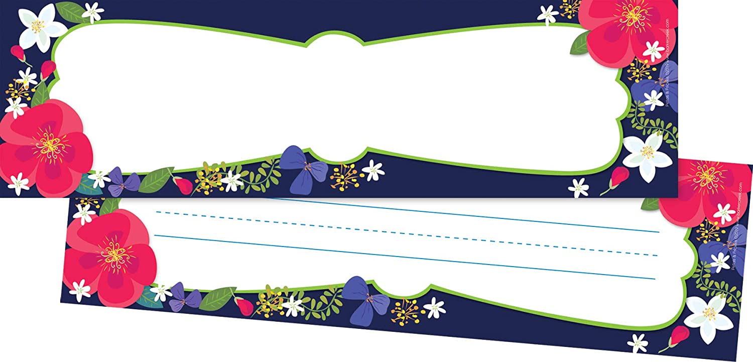 Barker Creek Double-Sided Desk Nameplates & Bulletin Board Signs, Petals & Prickles, Multi-Purpose Desk Nameplates, Bulletin Board Signs, Word Walls and More! 3.5" x 12", Set of 108 (4317)
