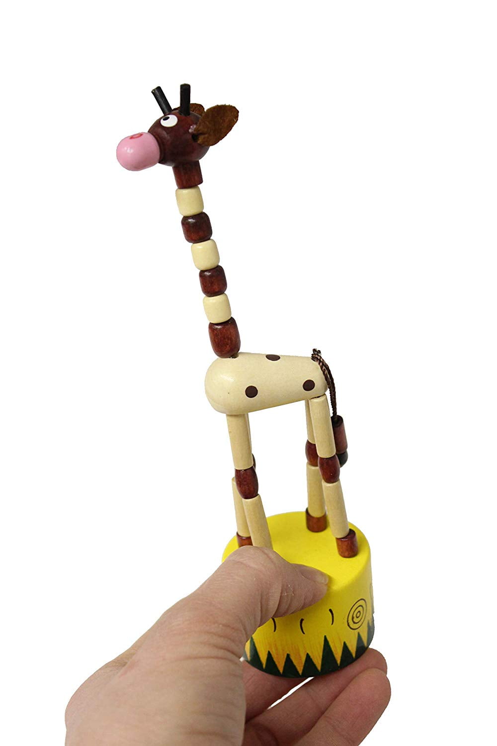 TM Set of 3: Wooden Cute Colorful Giraffe Push Puppets,Swing Dancing Body Giraffe Desktop Toys Cartoon Fingers Toys Home Kids Room TV Cabinet Decoration Berry President