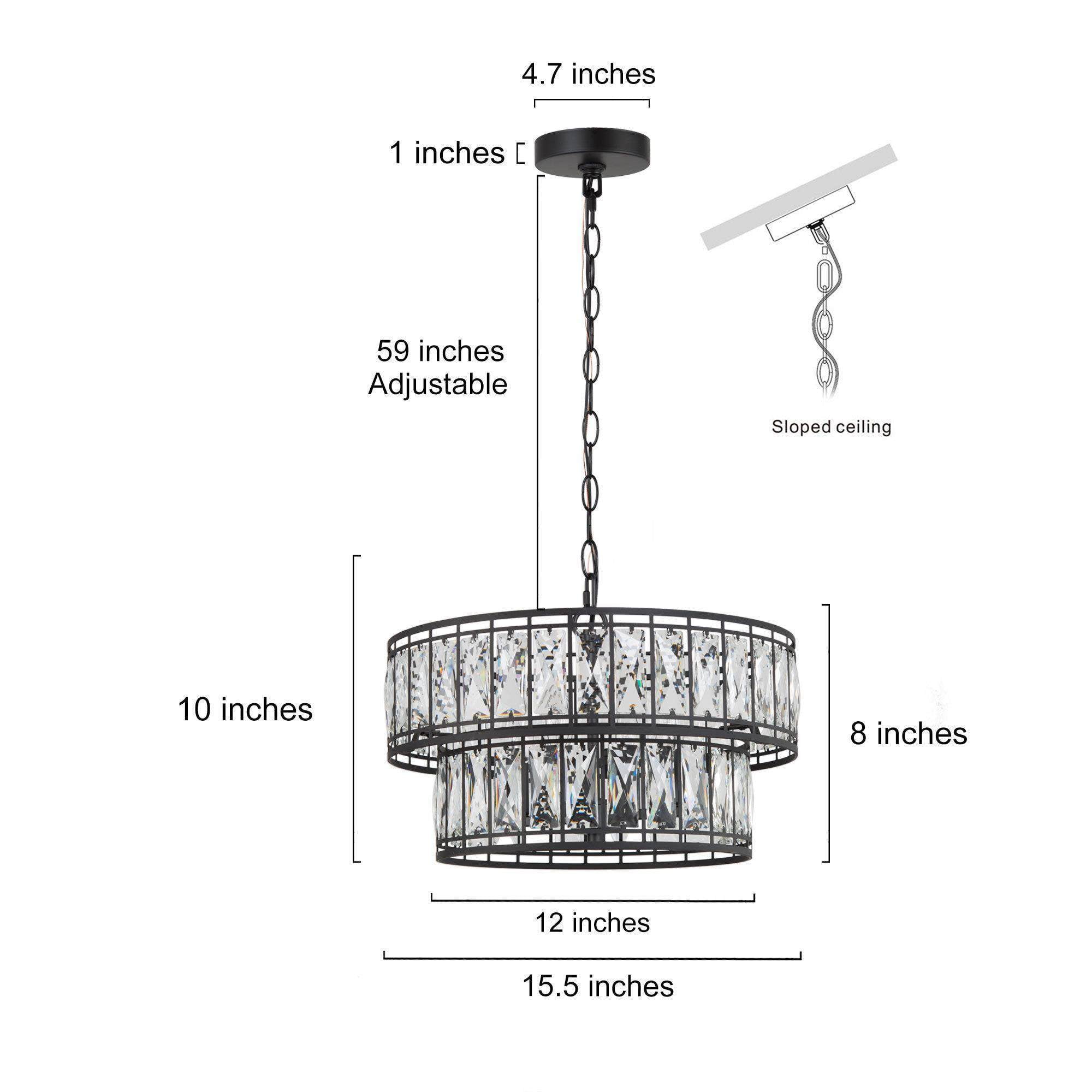 LNC 4-Light Two-Tier Crystal Round Modern Chandelier for Living or Dining Room