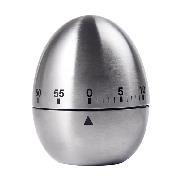 Soimiss Manual Cooking Timer Stainless Steel 1Set Egg Shape Silver Kitchen Tool