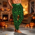 thumbnail image 4 of Men's Halloween Jogger Pajama Pants, Drawstring Two Pocket Printed Cuffed Lounge Sleep Trousers Nightwear Slacks, Green, M, 4 of 7