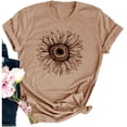 thumbnail image 4 of Langwyqu Summer Casual Round Neck Women Sunflower Print Short Sleeved T-Shirt, 4 of 5
