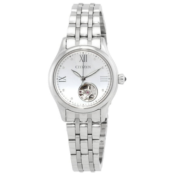 Citizen Luna Stainless Steel Open Heart Silver Dial Automatic PR1040-88A Women's Watch