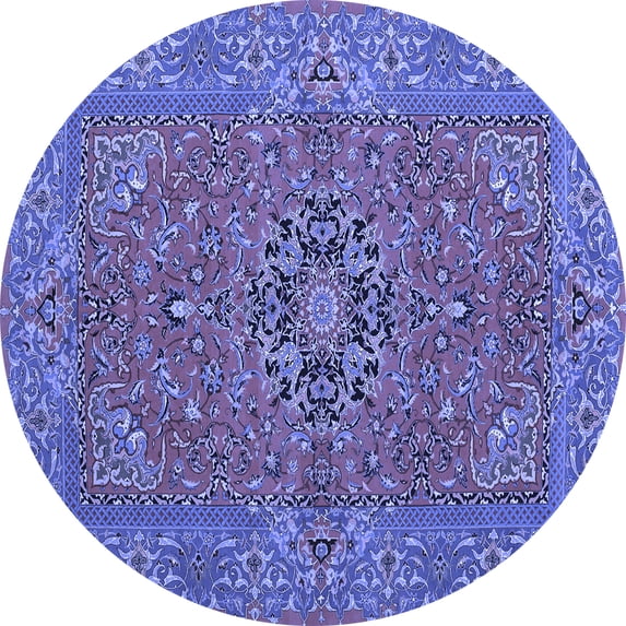Ahgly Company Machine Washable Indoor Round Persian Blue Traditional Area Rugs, 5' Round