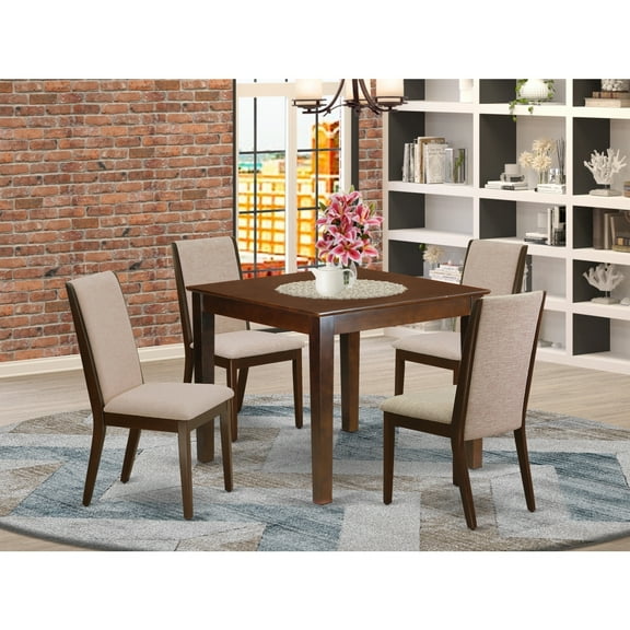 Southwestern 5 Piece Dinette Set - Dining Table & 4 Parson Chairs - 36x36 Inch - Mahogany Finish