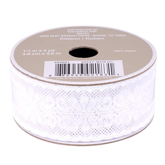 12 Pack: 1.5" x 4yd. Lace Ribbon by Celebrate It Aria Vintage Blush