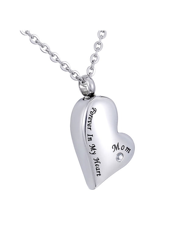 Mom Forever In My Heart Cremation Crystal Memorial Urn Ash Holder Necklace for Friend/Family/Pet