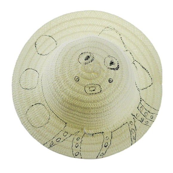 KLKCMS Kindergarten Drawing Straw Hat DIY Art Material