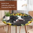 thumbnail image 4 of Farmhouse Cow Round Tablecloth, Fitted Table Cover with Elastic for 36"-44" Round Tables, Pastoral Sunflower Botanical Black Vintage Table Cloth Outdoor Indoor Dinning Party Waterproof Tablecloths, 4 of 7