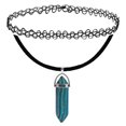 thumbnail image 1 of BodyJ4You Ensemble de 2 Colliers Ras du Cou Tatouage Henné Pierre Turquoise Verte Pendentif Perles Pointues, 1 of 6