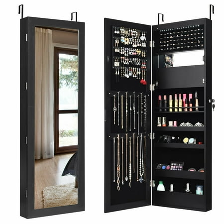 Gymax Wall Door Mounted Lockable, Jewelry Armoire Locking