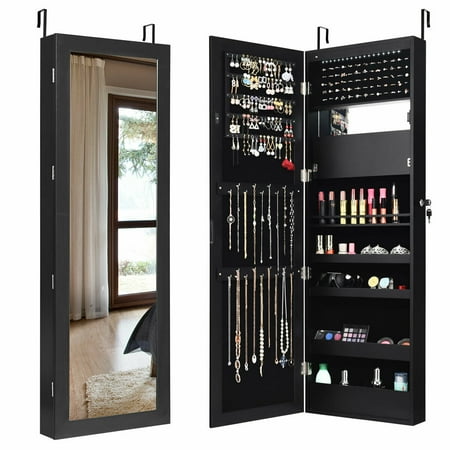 Gymax Wall Door Mounted Lockable Jewelry Cabinet Armoire Organizer W Led Black Canada Gymax Wall Door Mounted Lockable, Jewelry Armoire Locking