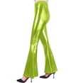 thumbnail image 5 of STETMN Women's Shiny Leggings Metallic Sparkly Pants Trendy Solid Stretch Clubwear Tights, 5 of 7