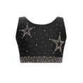 thumbnail image 3 of inlzdz Girls Shiny Rhinestones Crop Tops Gymnastics Dance Tank Tops Crisscross Back Cropped Shirts Black 6, 3 of 5