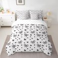 thumbnail image 2 of Feelyou Modern Fashion Ribbon Bedding Comforter Set 7 Pieces for Girl, Black Butterfly Full Bedding Set, Cartoon Stars Print Reversible Fitted Sheet Flat Sheet, Luxury Bedroom Decor, 2 of 8
