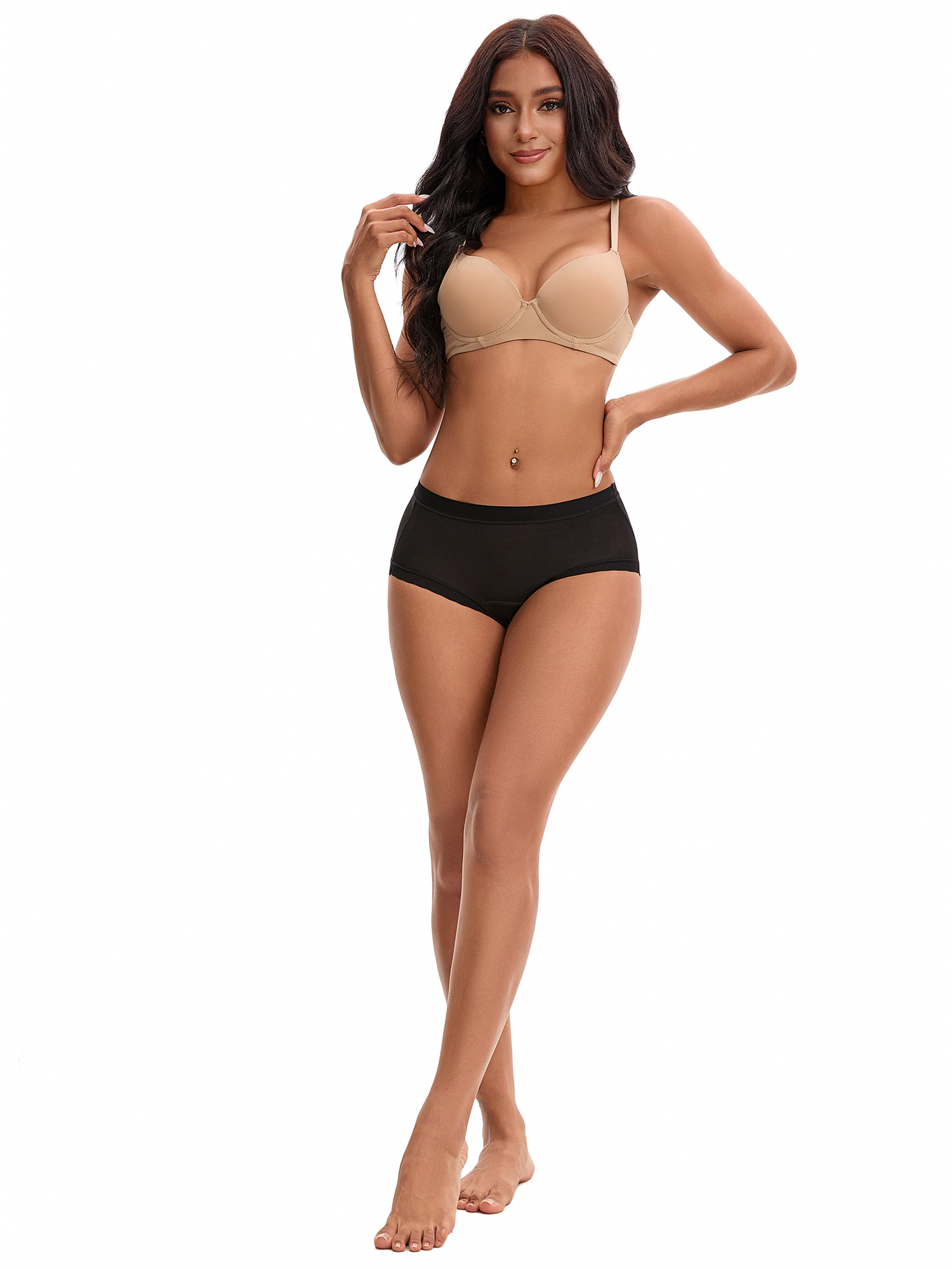 Unique Bargains High Rise Full Coverage Soft Briefs S Black