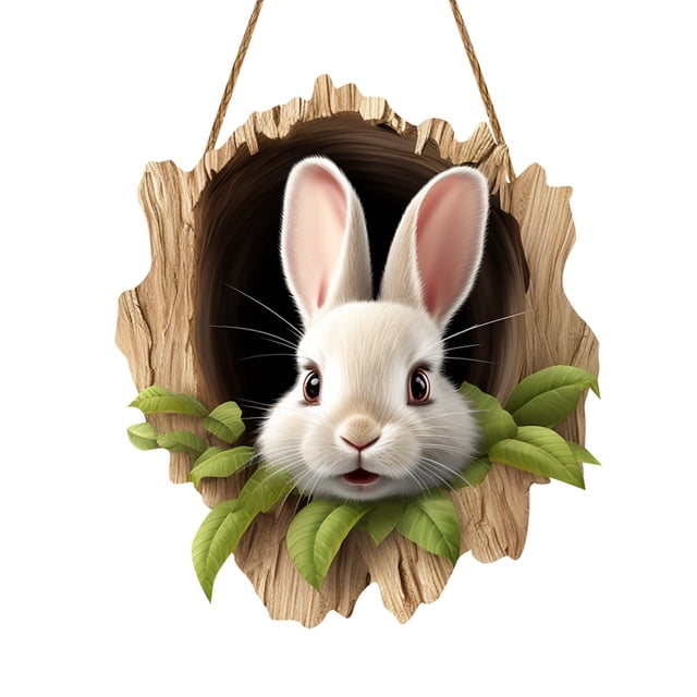 Leojiow Easter Bunny Rabbit Hole Door Sign Rustic Wooden Easter Decor For Festive Home & Party Entrance 8 One Size Easter Decorations