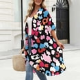 thumbnail image 6 of Xdegoge Kimono Cardigans for Women Open Front Half Sleeve Boho Tropical Print Cover Up Sheer Chiffon Duster Lightweight Summer Casual Daily Outerwear, 6 of 9