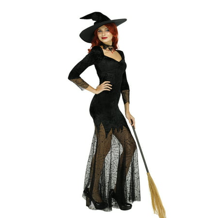Women's Elegant Witch Wizard Costume Long Sorceress Dress for Halloween Fancy Dress