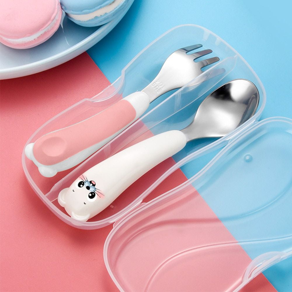 3PCS Baby Feeding Utensils Cartoon Fork Spoon Child Cutlery Set Kid  Tableware Kitchen Gadgets Cake Vegetable Fork Teaspoon Gift - AliExpress