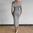 thumbnail image 6 of Aellinatey Slim Fit Sexy High Split Long Midi Dress for Women, Elegant Off-Shoulder Bodycon Evening Gown Cocktail, 6 of 10