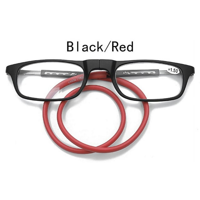 Unisex Magnetic Reading Glasses: Polarized Clear Lenses with Neck Strap MG080-0