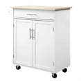 thumbnail image 2 of Demi Bonn 32" Kitchen Island Cart Rolling Trolley with Drawer, Storage & Towel Rack, Mobile Cart for Kitchen, Storage Solution, Space-Saving, White, 2 of 9