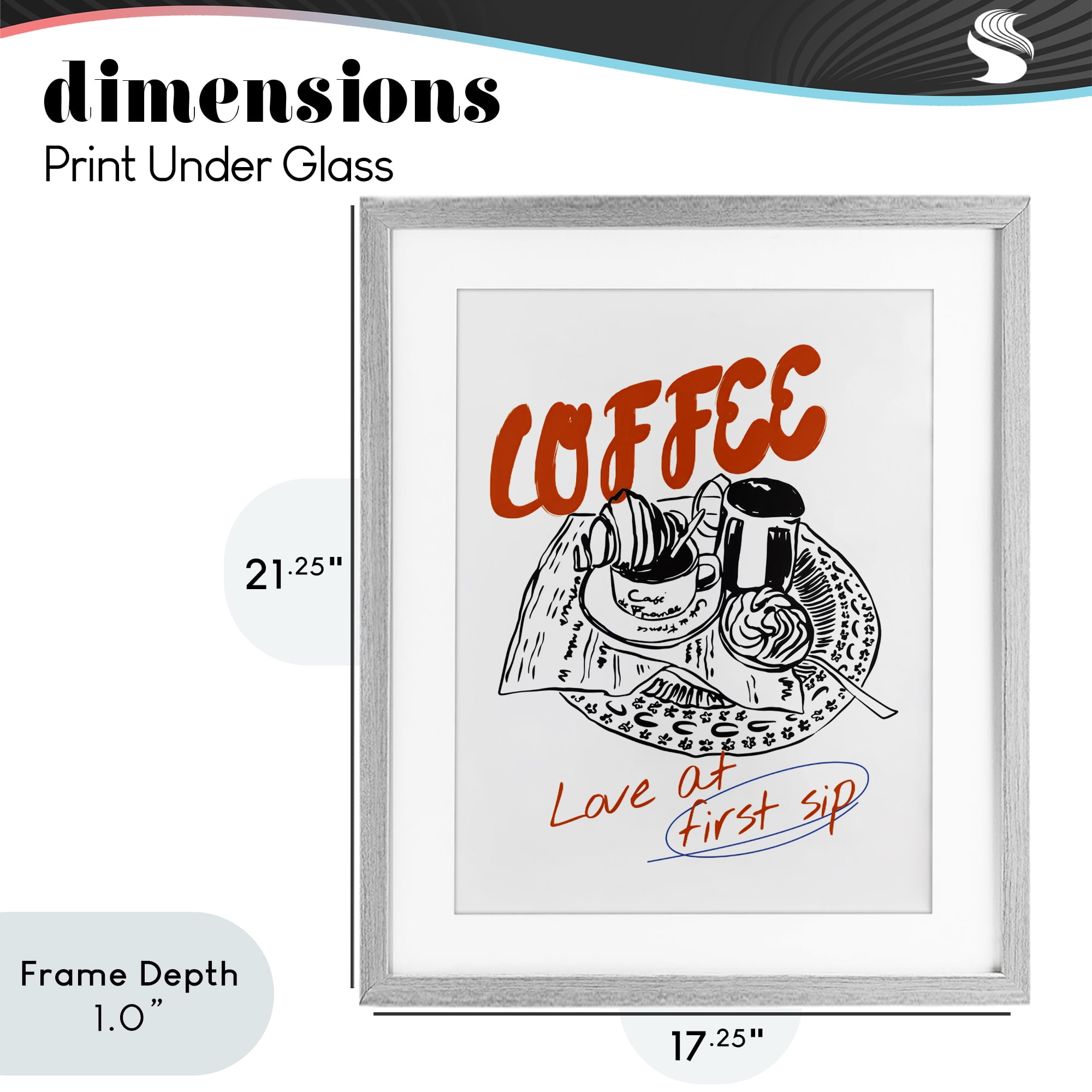 Stupell Industries Coffee Love At First Sip Gray Framed Print Under Glass, design by The Prints Vibe
