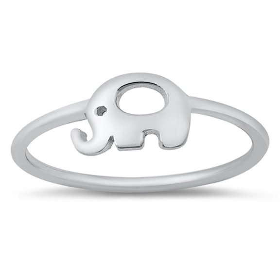 Simple Elephant Animal Cutout Ring .925 Sterling Silver Band Jewelry Female Male Unisex Size 4