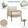 thumbnail image 4 of Accent Chair ,Upholstered Living Room Chairs Natural Rattan Armchair, Modern Slipper Club Chair Guest Reception Couch Comfy Single Sofa for Reading Bedroom, 4 of 6