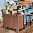 thumbnail image 4 of Grill Cart, Rolling Outdoor Grill Table Kitchen Island with Storage Cabinet and Hooks, Portable Dining Cart Table with Stainless Steel Top and Wheels for Garden, Lawn, Backyard, Patio, Gray, 4 of 10