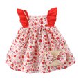 thumbnail image 1 of Robe Bébé Fille Tout-Petit à Volants Dos Nu Fraise Robe d'Été avec Sac Bandoulière en Paille, 1 of 2