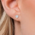 thumbnail image 3 of Gem Stone King 14K Yellow Gold White Moissanite Stick Earrings for Women | 0.84 Cttw | Gemstone Birthstone | Heart Shape 5MM, 3 of 6