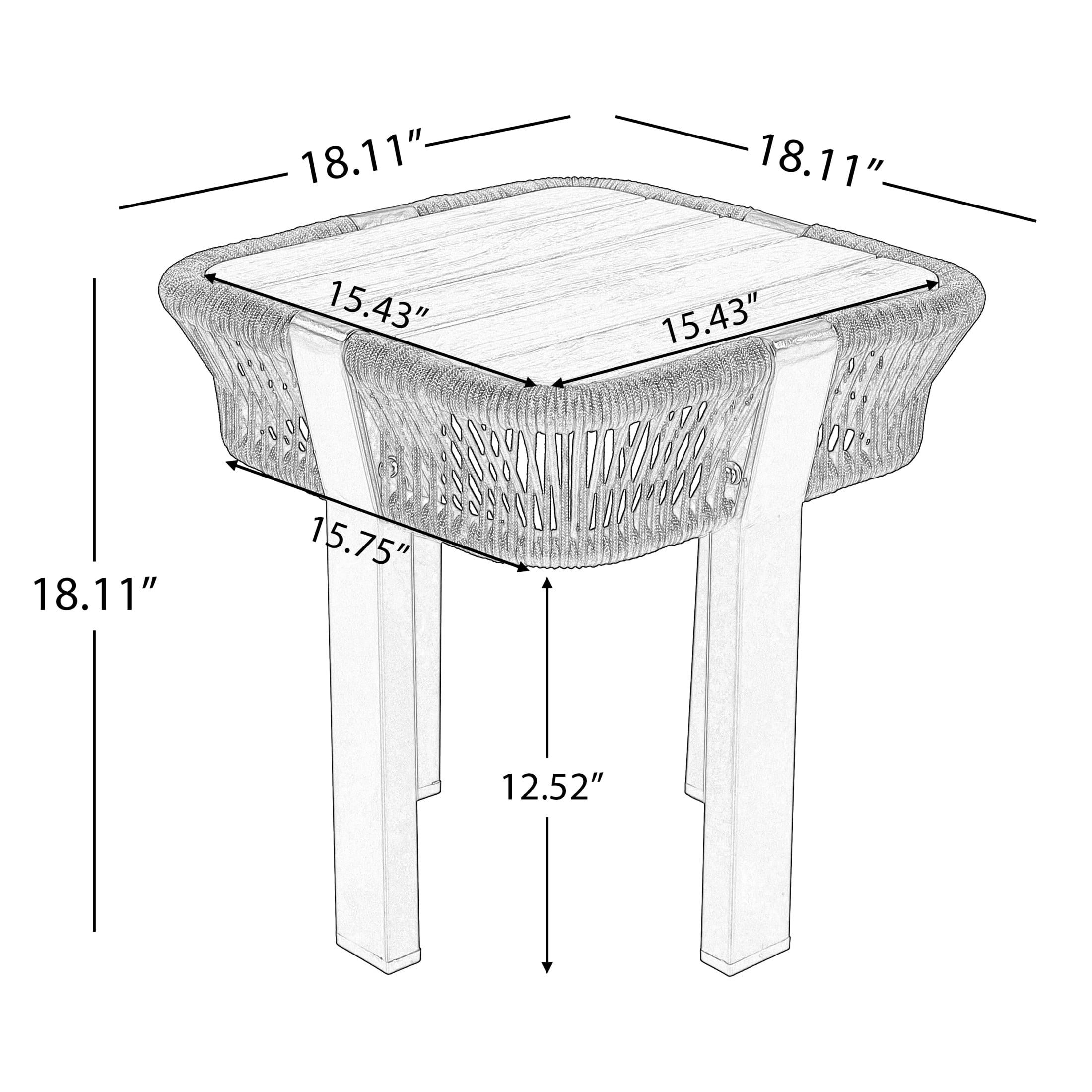 Christopher Knight Home Acacia Wood Outdoor Side Table with Rope Accent and Metal Frame, Black