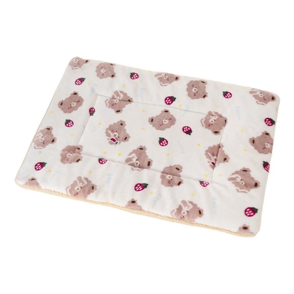 Cozy Flannel Pet Bed Mat with Adorable Rabbit Pattern Warm Sleeping Pad for Indoor Cats