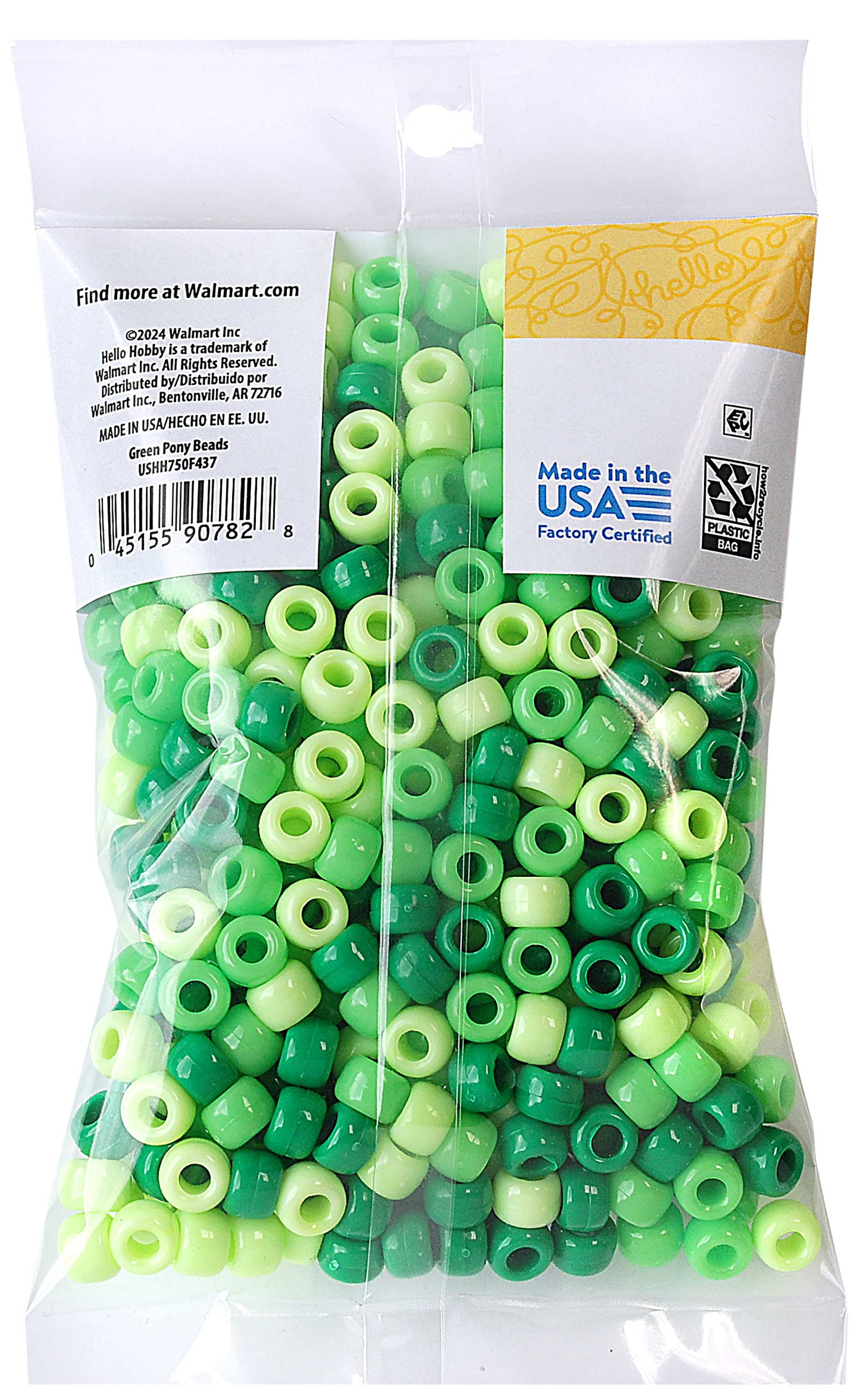 Hello Hobby Pony Bead Mix, Green, 500 Pieces, Plastic Craft Beads for Jewelry Making and DIY Projects