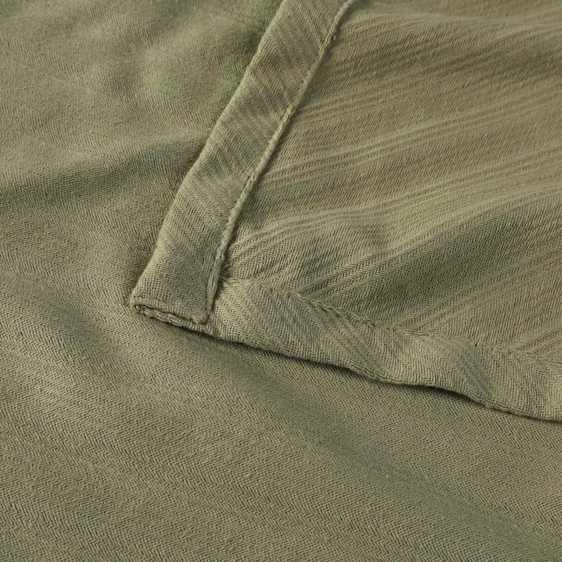 Superior Milan Cotton Textured Striped Woven Blanket, Non-Standard, Sage