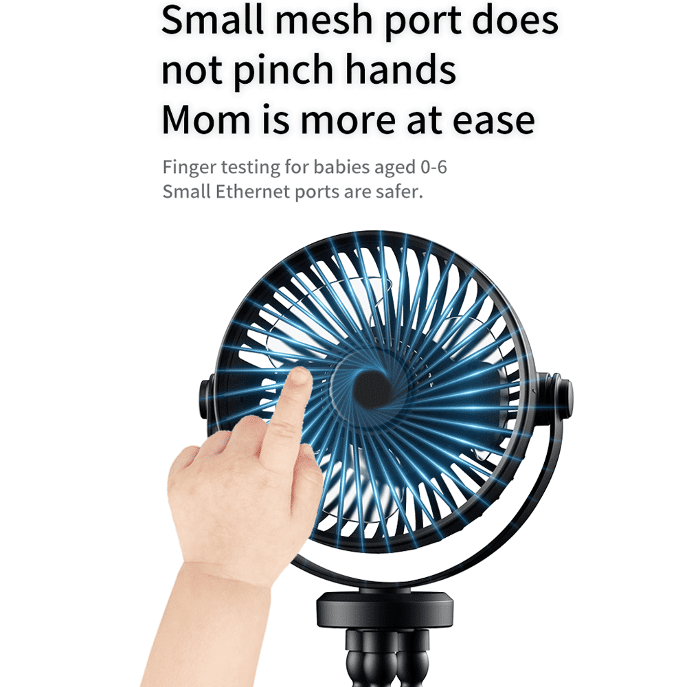 Baby Stroller Fan, Portable Fan 2000mAh, Clip on Fan for Baby, Mini Desk Hanging Fan Battery Rechargeable Personal Fan for Stroller, Car Seat, Treadmill, Camping