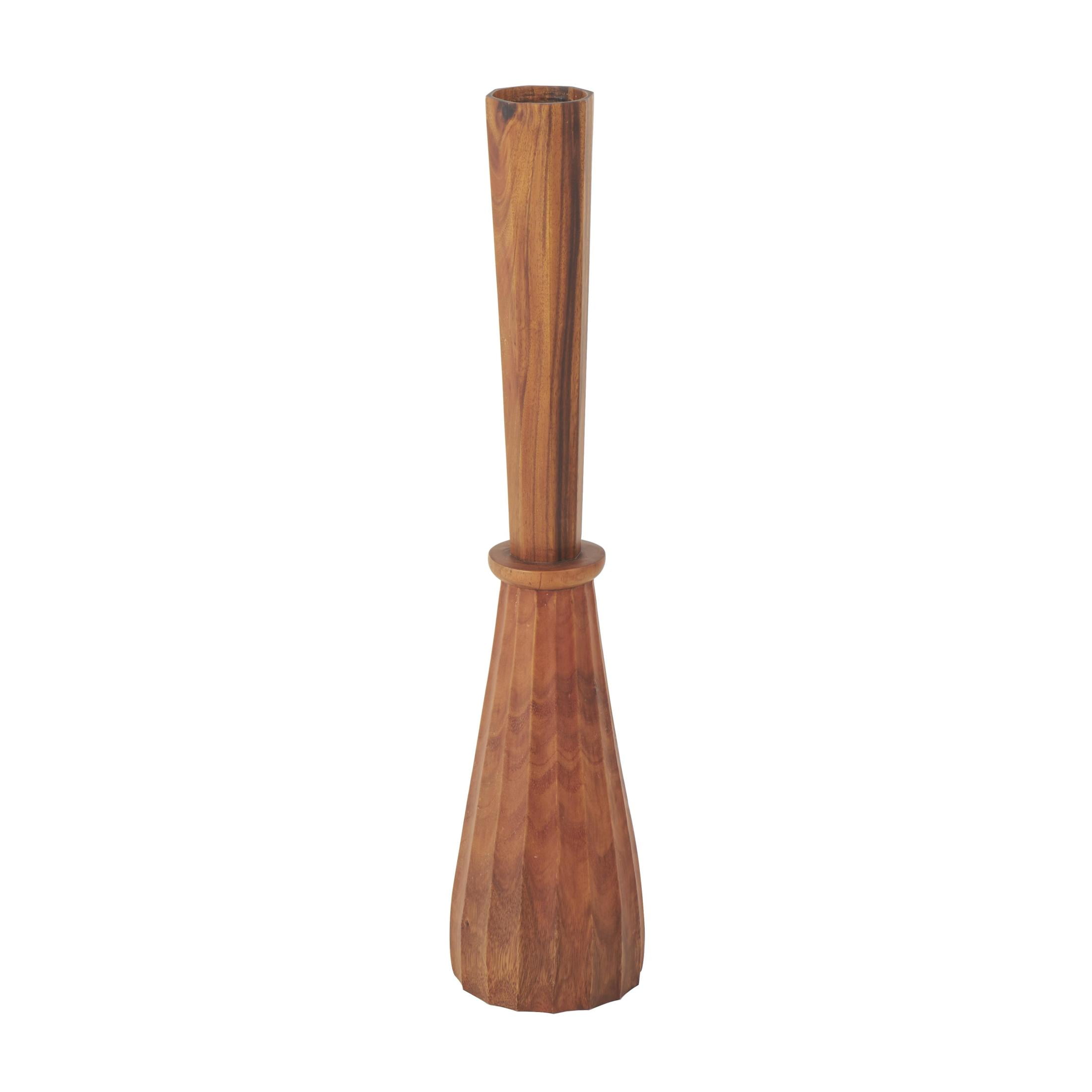 DecMode 36" Handmade Hand Turned Brown Wood Vase