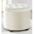 thumbnail image 5 of PetFurnishn Home Decor Round Ottoman with Storage, Round Vanity Chair Stool Ottoman Pouf with Storage for Living Room and Bedroom, Velvet Cream, 5 of 14