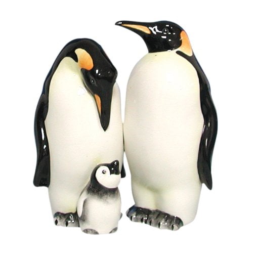 Vintage Hugging Penguins with Golden Beaks Salt and Pepper Shakers