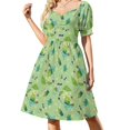 thumbnail image 3 of Vestido de manga corta con estampado Korok, ropa de mujer coreana, elegante vestido de noche para mujer, vestido elegante de lujo para mujer, 3 of 7