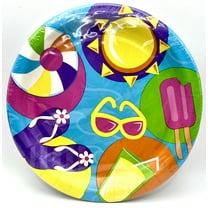 Fun Sun Summer Luau Beach Pool Ice Cream Birthday Party 9" Paper Dinner Plates
