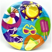 Fun Sun Summer Luau Beach Pool Ice Cream Birthday Party 9" Paper Dinner Plates