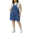 thumbnail image 2 of Agnes Orinda Plus Size Overall Shorts for Women Jumpsuit Adjustable Strap Bib Cargo Pocket Jean Denim Overalls 1X Blue, 2 of 6
