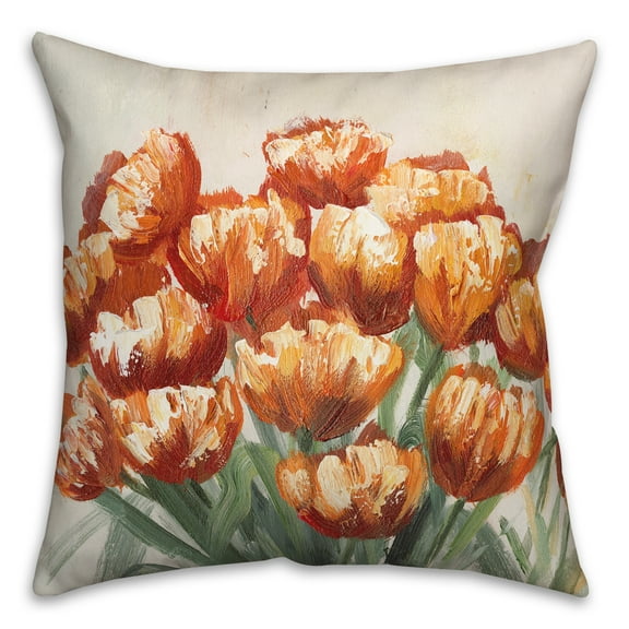 Creative Products Orange Fall Flowers 20 x 20 Spun Poly Pillow